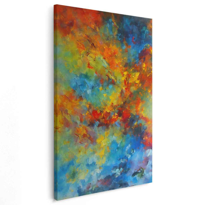Chaos Blooms In Colorful Patterns: Vibrant Abstract Expressionist Canvas Art Print