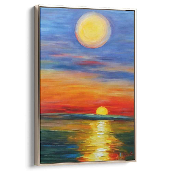 Blurred Aquatic Border: Impressionistic Ocean Horizon Canvas Art Print