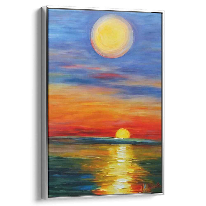Blurred Aquatic Border: Impressionistic Ocean Horizon Canvas Art Print