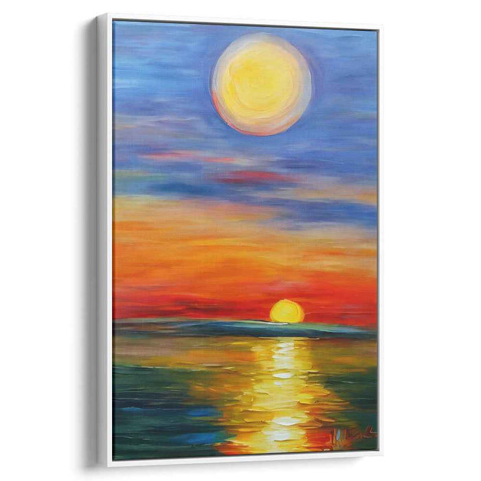 Blurred Aquatic Border: Impressionistic Ocean Horizon Canvas Art Print