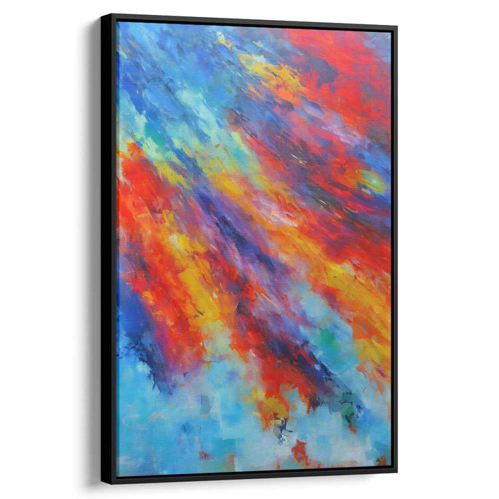 Dynamic Flames: Abstract Expressionist Red and Blue Canvas Art Print