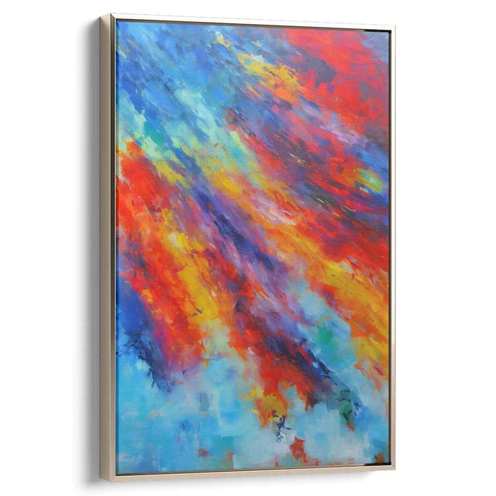 Dynamic Flames: Abstract Expressionist Red and Blue Canvas Art Print