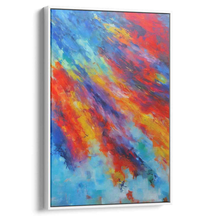 Dynamic Flames: Abstract Expressionist Red and Blue Canvas Art Print