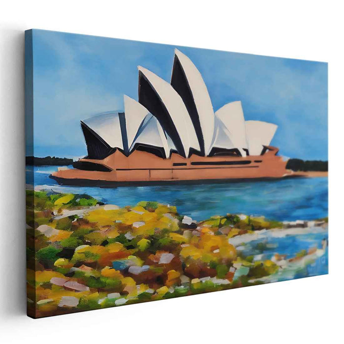 Oceanic Blueprint Beauty: A Coastal Architectural Marvel Canvas Art Print