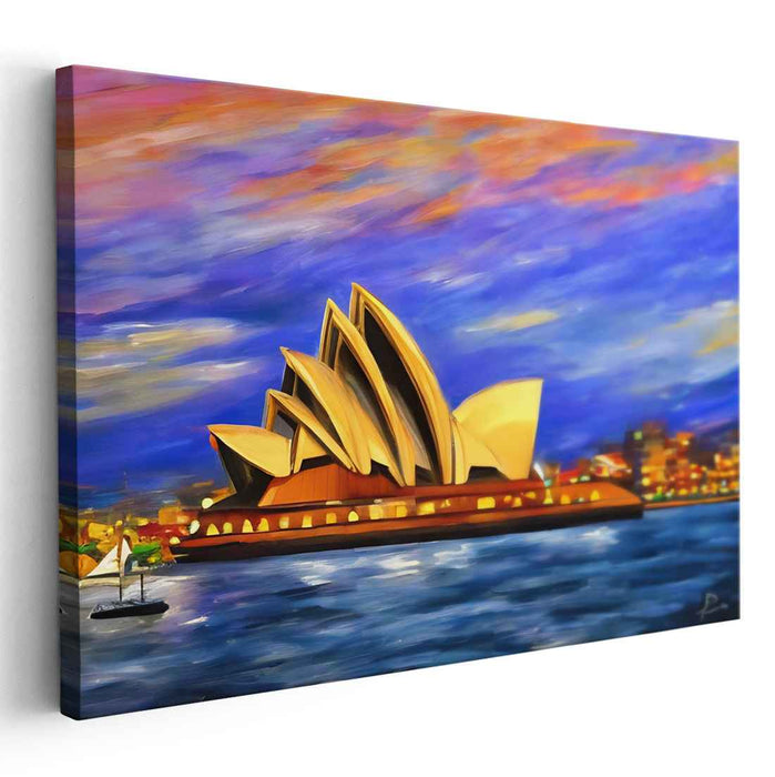 Harbor Hues Whispering Melodies: The Iconic Sydney Opera House at Sunset