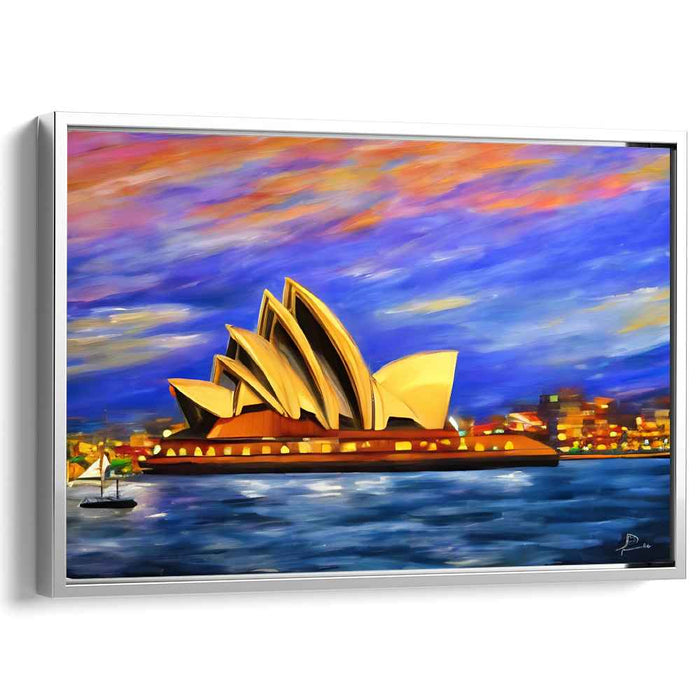 Harbor Hues Whispering Melodies: The Iconic Sydney Opera House at Sunset