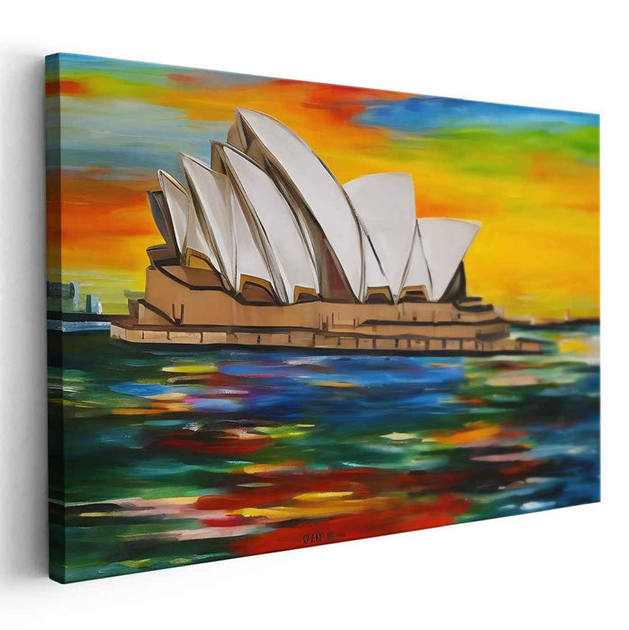 Marina Twilight: Sydney Opera House in Sunset Hues Canvas Art