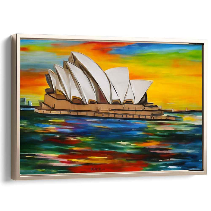 Marina Twilight: Sydney Opera House in Sunset Hues Canvas Art