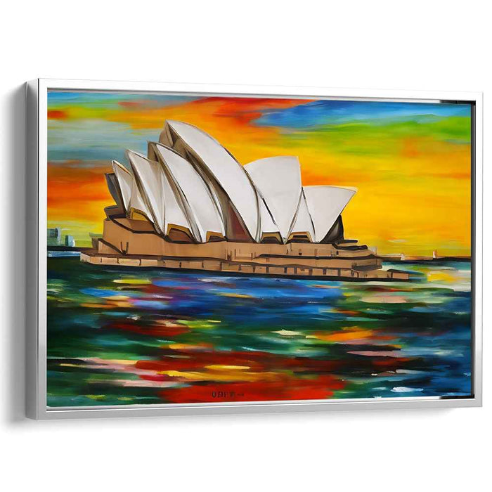 Marina Twilight: Sydney Opera House in Sunset Hues Canvas Art