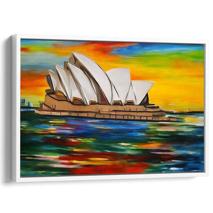 Marina Twilight: Sydney Opera House in Sunset Hues Canvas Art
