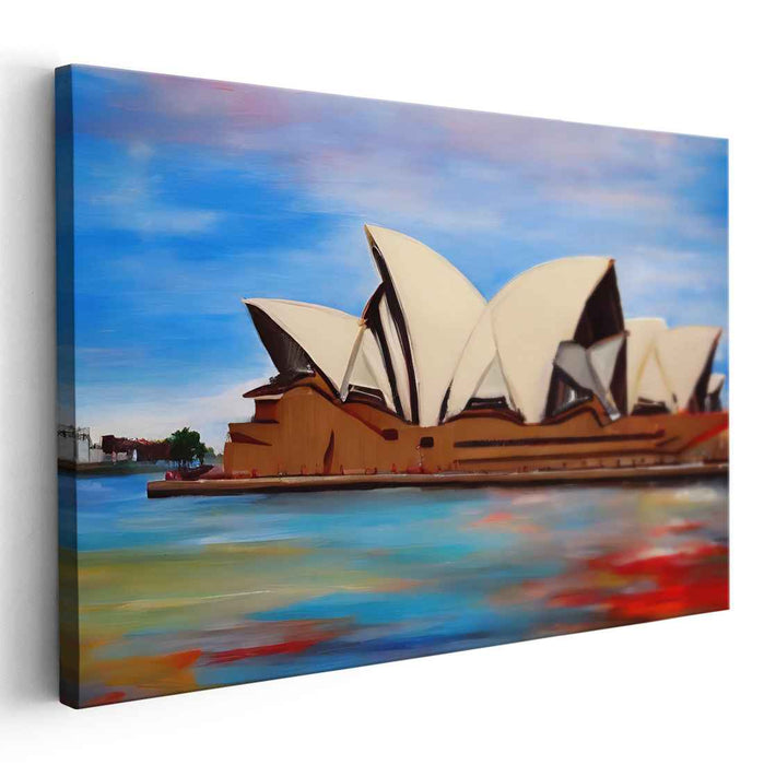 Iconic Reflections: Sydney Opera House in Vibrant Hues Canvas Art Print