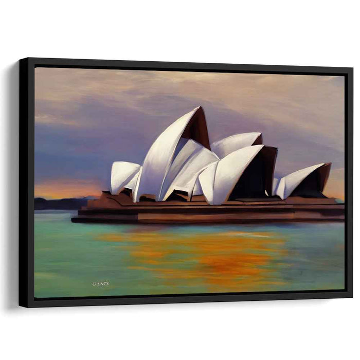 Serene Sunset at Sydney Opera House: Realistic Evening Harbor Canvas Art Print