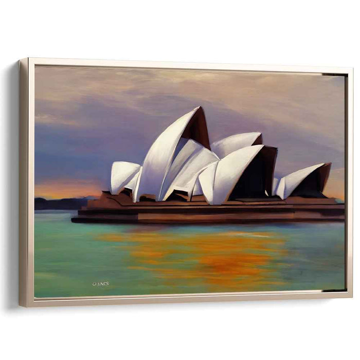 Serene Sunset at Sydney Opera House: Realistic Evening Harbor Canvas Art Print