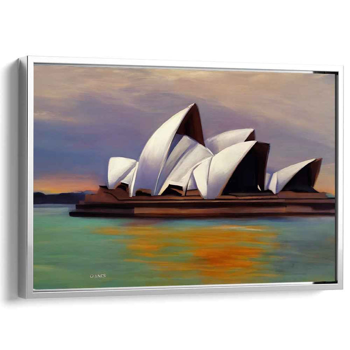 Serene Sunset at Sydney Opera House: Realistic Evening Harbor Canvas Art Print