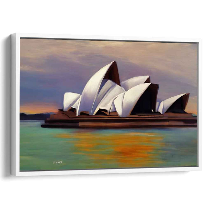 Serene Sunset at Sydney Opera House: Realistic Evening Harbor Canvas Art Print