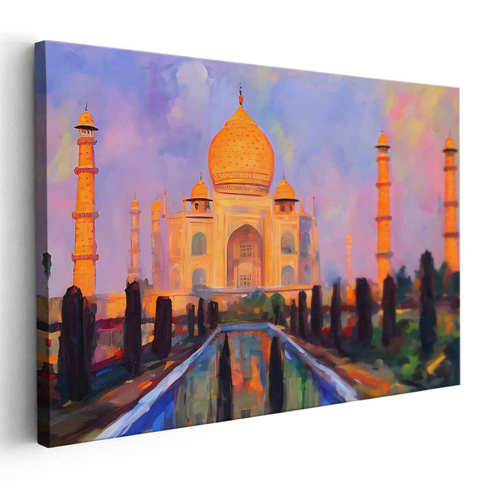 Misty Palace Impression: Impressionist Taj Mahal Canvas Art