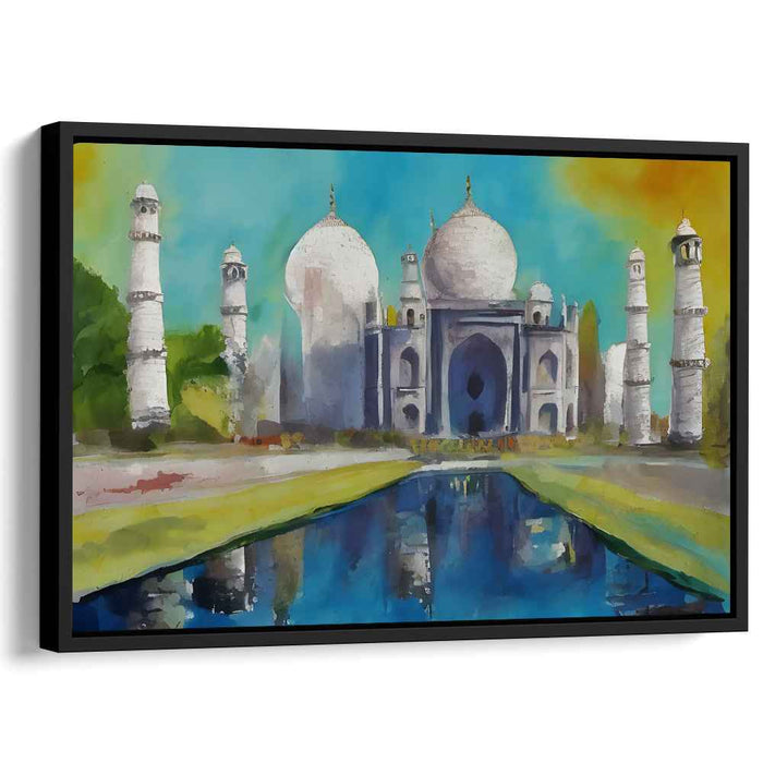 Mystical Marble Mirage: Vibrant Taj Mahal Reflection Canvas Art