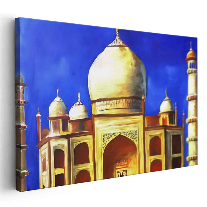 Ethereal Mirage Illuminated: The Taj Mahal in Vibrant Hues Canvas Art Print