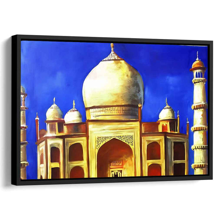 Ethereal Mirage Illuminated: The Taj Mahal in Vibrant Hues Canvas Art Print