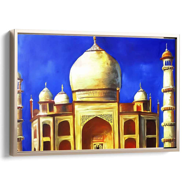 Ethereal Mirage Illuminated: The Taj Mahal in Vibrant Hues Canvas Art Print