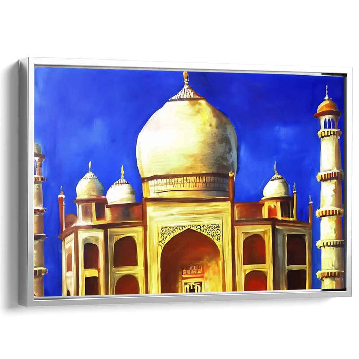 Ethereal Mirage Illuminated: The Taj Mahal in Vibrant Hues Canvas Art Print