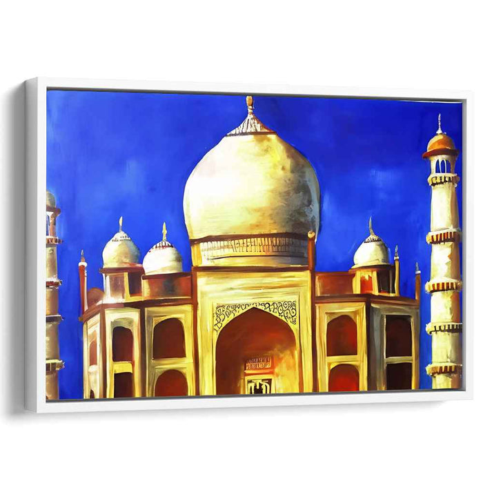 Ethereal Mirage Illuminated: The Taj Mahal in Vibrant Hues Canvas Art Print