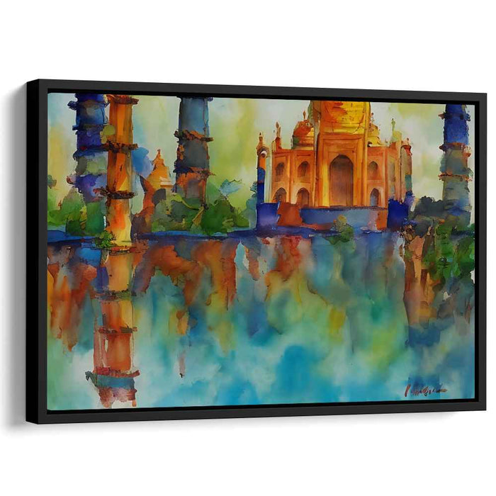 Impressionist Bliss: Vibrant Reflections of Taj Mahal Canvas Art