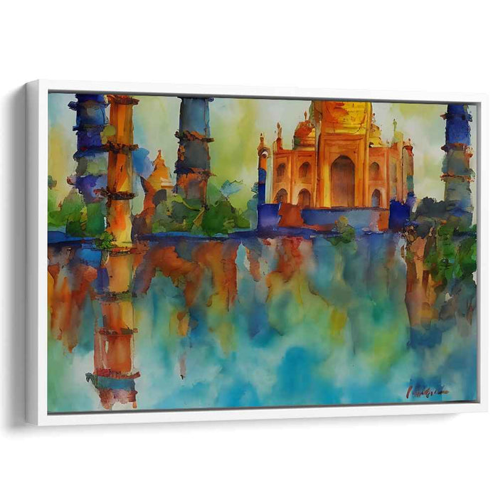 Impressionist Bliss: Vibrant Reflections of Taj Mahal Canvas Art