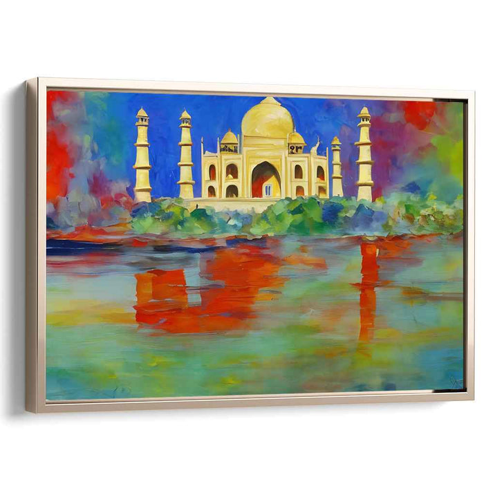 Vibrant Majesty: Taj Mahal in Bold Colors Canvas Art Print