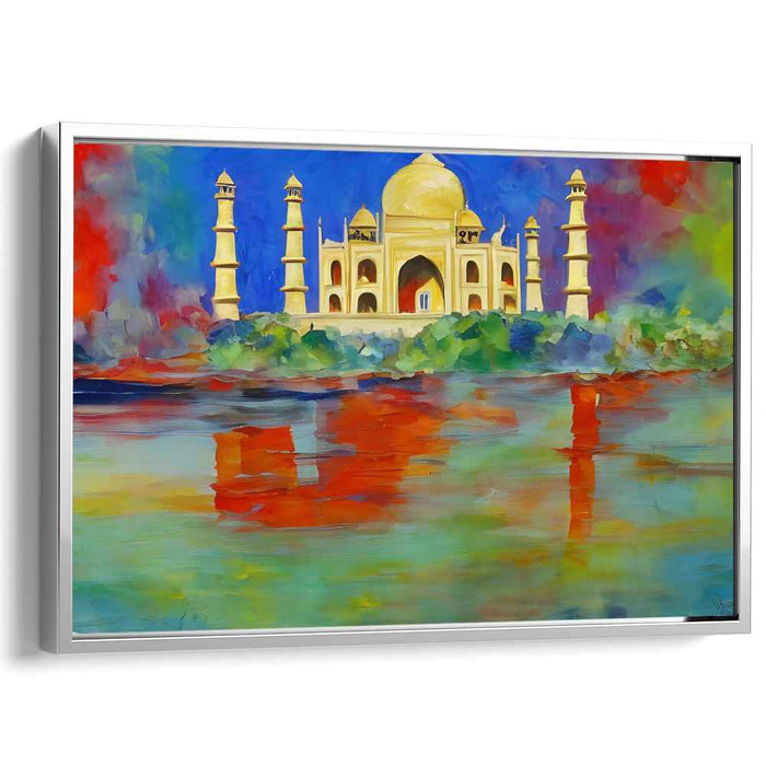 Vibrant Majesty: Taj Mahal in Bold Colors Canvas Art Print
