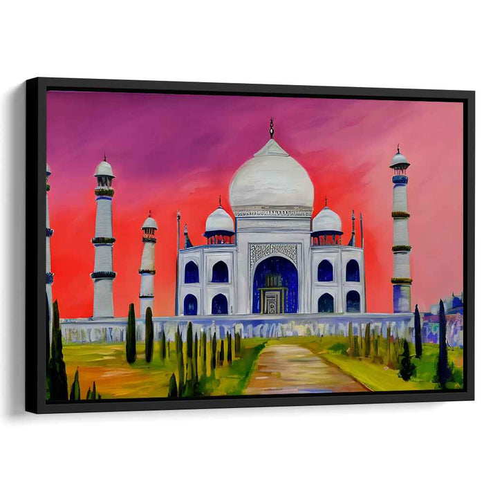 Colorful Mughal Sky Symphony: Vibrant Expressionist Taj Mahal Canvas Art