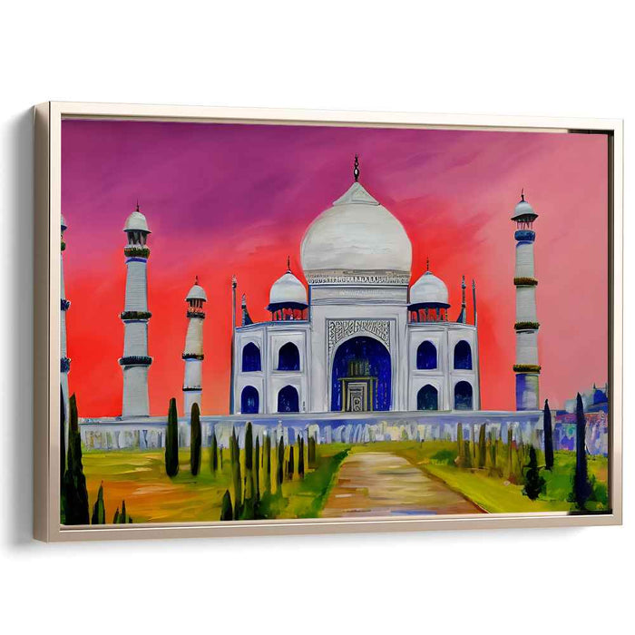 Colorful Mughal Sky Symphony: Vibrant Expressionist Taj Mahal Canvas Art