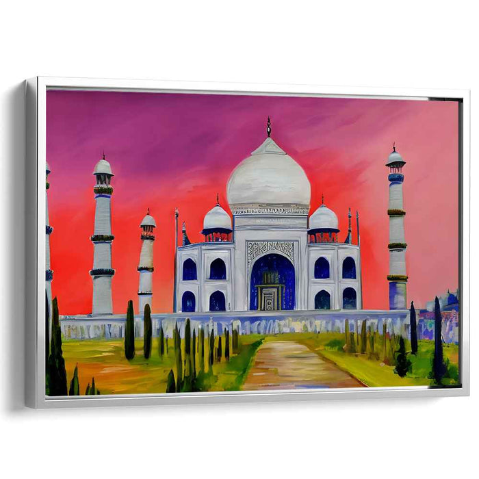 Colorful Mughal Sky Symphony: Vibrant Expressionist Taj Mahal Canvas Art