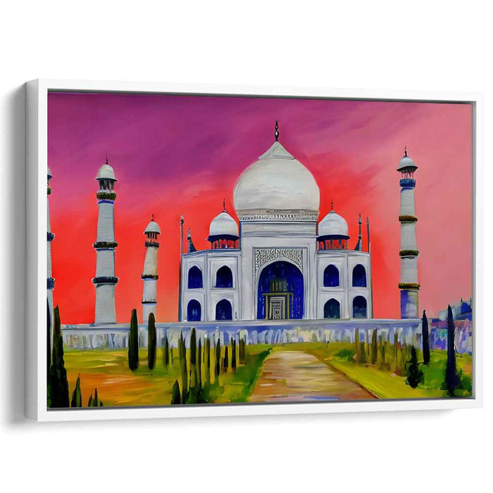 Colorful Mughal Sky Symphony: Vibrant Expressionist Taj Mahal Canvas Art