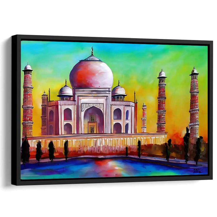 Vibrant Mughal Splendor: Expressive Colorful Taj Mahal Canvas Art Print