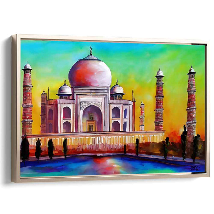 Vibrant Mughal Splendor: Expressive Colorful Taj Mahal Canvas Art Print