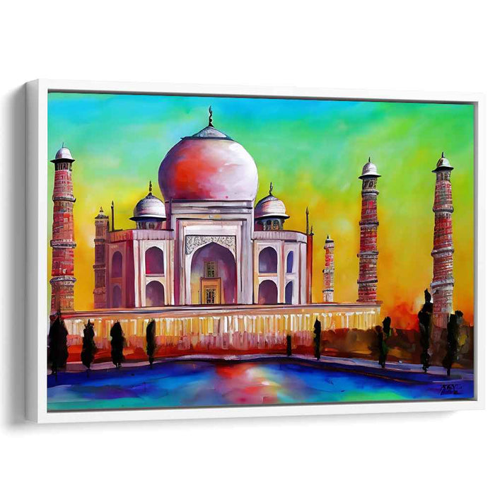 Vibrant Mughal Splendor: Expressive Colorful Taj Mahal Canvas Art Print