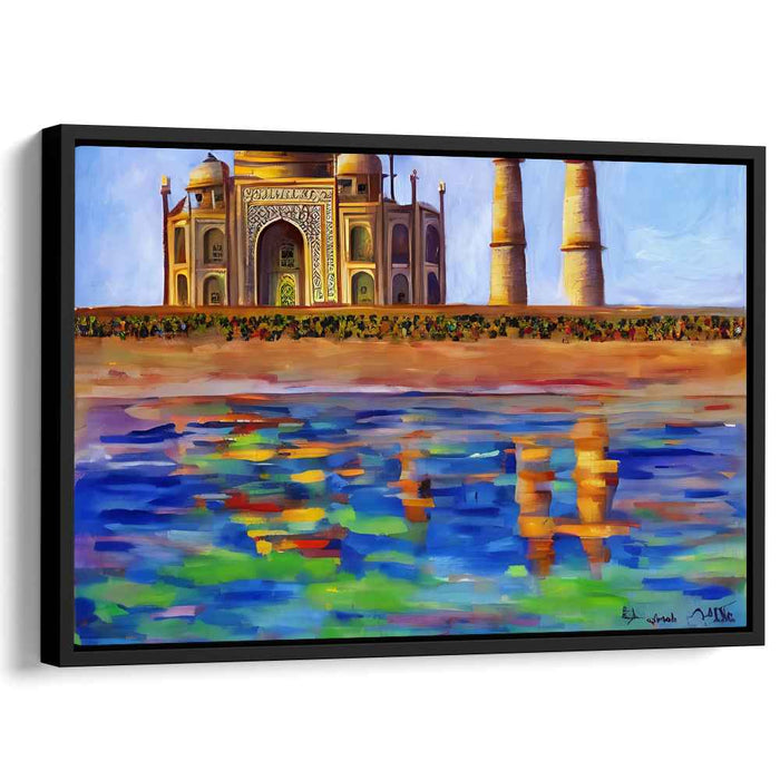 Regal Mughal Opulence: The Taj Mahal in Vibrant Colors Canvas Art Print
