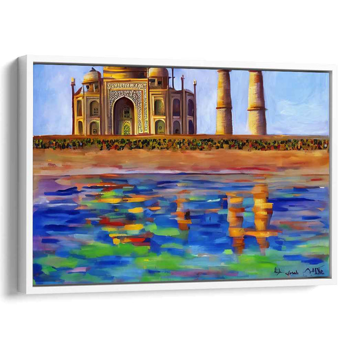 Regal Mughal Opulence: The Taj Mahal in Vibrant Colors Canvas Art Print