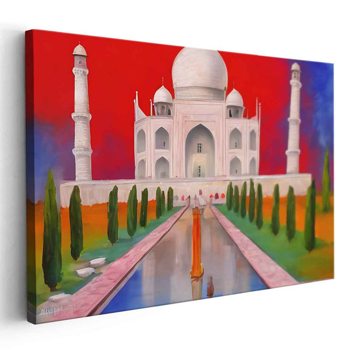 Crimson Skies Abound: Vibrant Red Sky Canvas Art Print