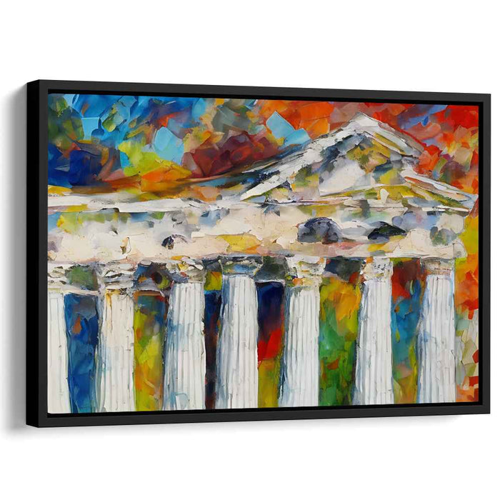 Timeless Ruins Echo: Abstract Impressionist Ancient Temple Canvas Art Print