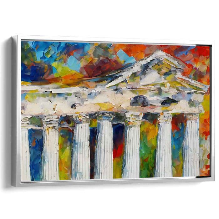 Timeless Ruins Echo: Abstract Impressionist Ancient Temple Canvas Art Print