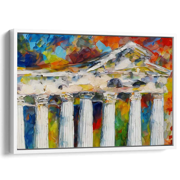 Timeless Ruins Echo: Abstract Impressionist Ancient Temple Canvas Art Print