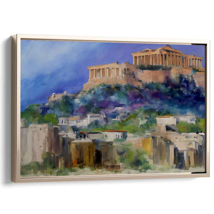 Pastel Ruinscape: Impressionistic Acropolis Canvas Art Print