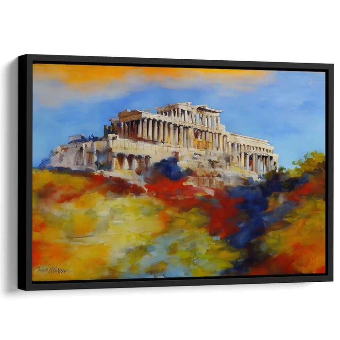 Sunset Dreams of  Parthenon: Impressionist Parthenon at Sunset Canvas Art
