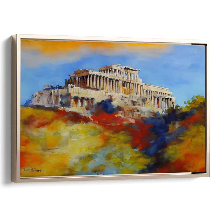 Sunset Dreams of  Parthenon: Impressionist Parthenon at Sunset Canvas Art