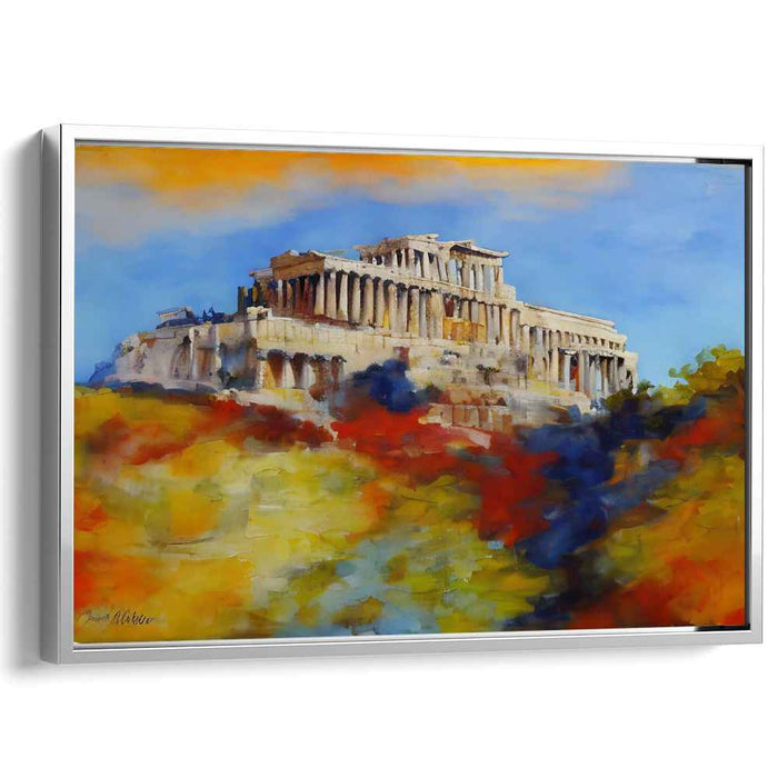 Sunset Dreams of  Parthenon: Impressionist Parthenon at Sunset Canvas Art