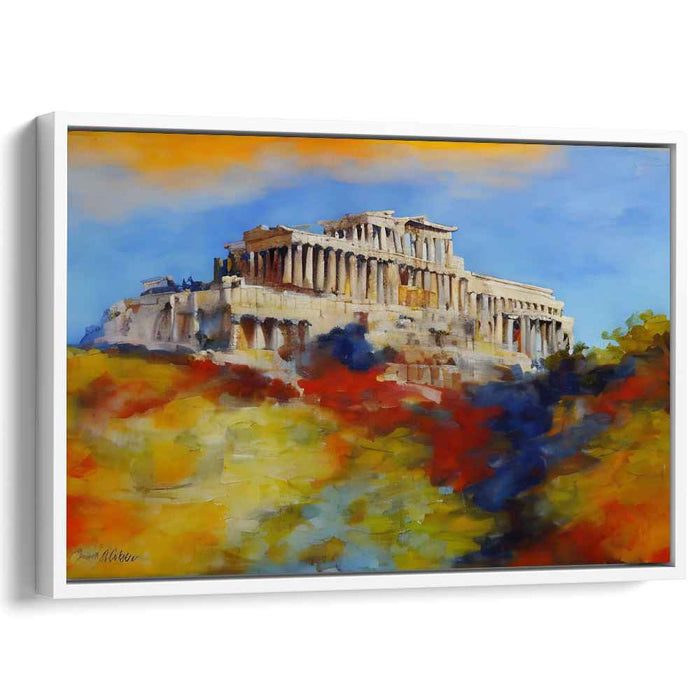 Sunset Dreams of  Parthenon: Impressionist Parthenon at Sunset Canvas Art
