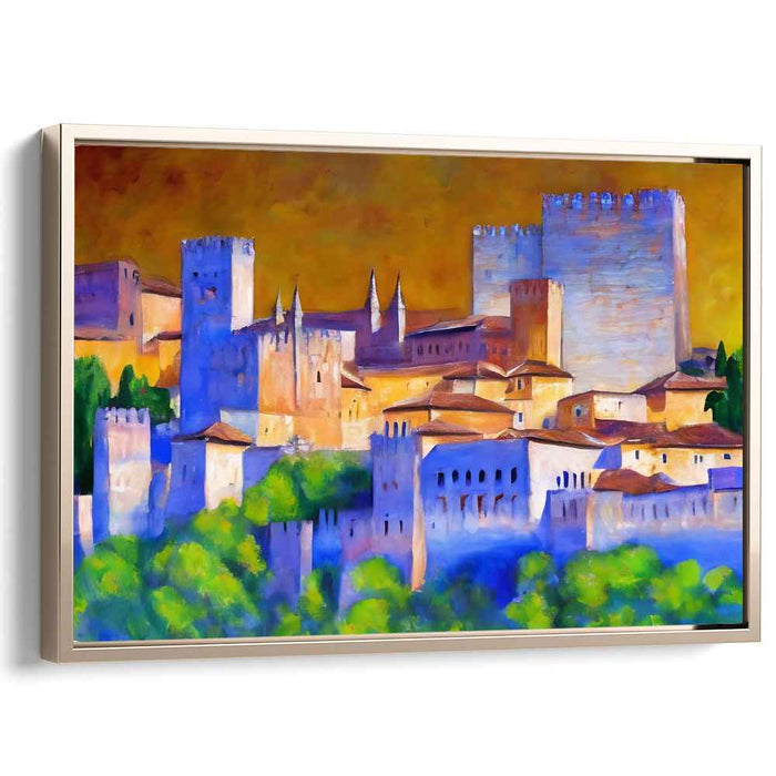 Golden Hour at the Medieval Castle: Vibrant Historical Landscape Canvas Art
