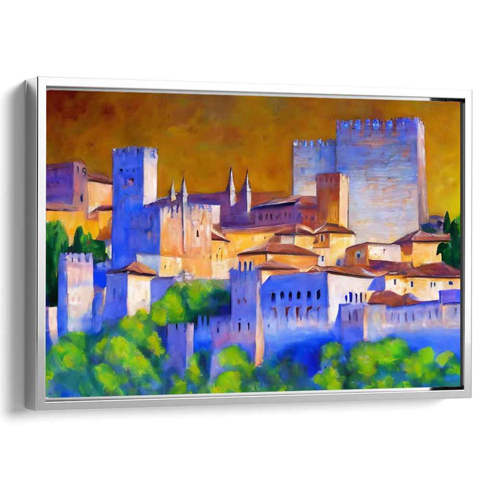 Golden Hour at the Medieval Castle: Vibrant Historical Landscape Canvas Art